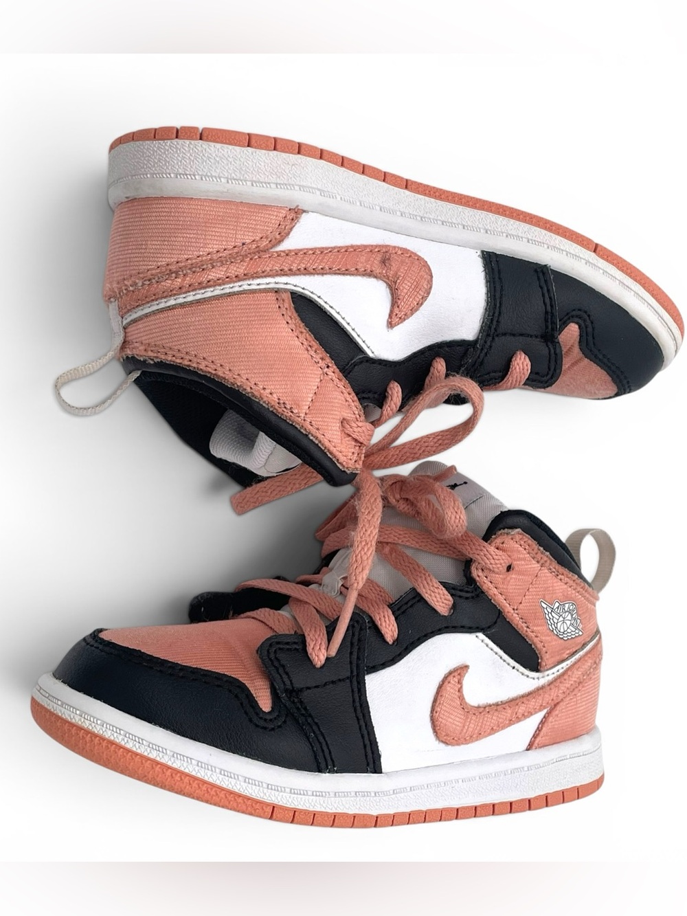 Nike Air Jordan 1 Mid SE Craft Kids Toddler 10C Pink Black - Picture 8 of 10